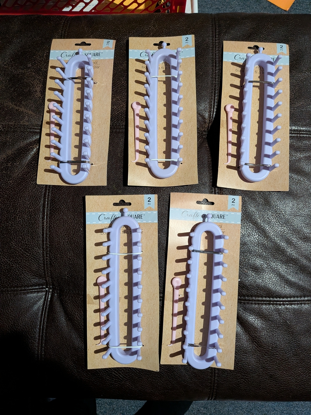 Brand New Crafts Square Lot Of 5- 2pc Lilac Loom Knit Set - Light Purple